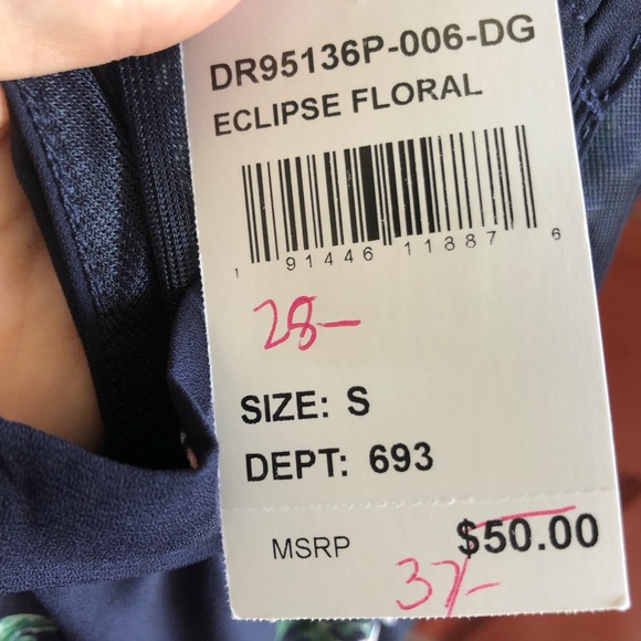 Blue Floral Flowy Dress with Keyhole Back - Picture 7 of 7